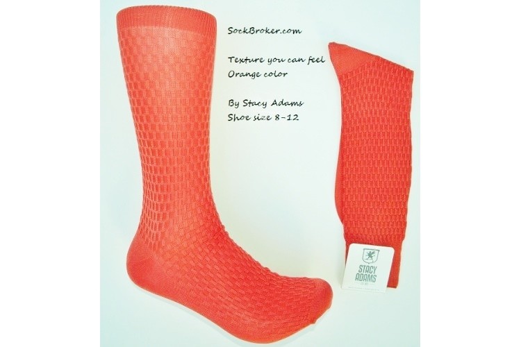 Orange textured rayon formal dress socks by Stacy Adams size 812