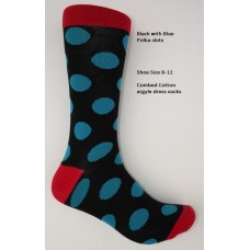 Black with large blue Polka-Dot Socks Size 8-12