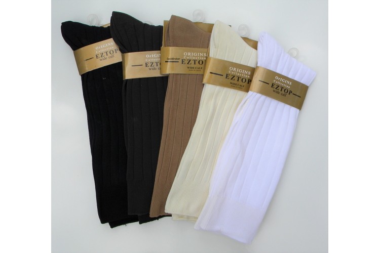 EZ Wide Top Microfiber Ribbed Nylon Dress Socks