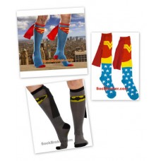 Caped Super hero knee high socks (Robin, Wonder Woman, Superman and Batman) Caped Super hero knee high socks (Robin, Wonder Woman, Superman and Batman)